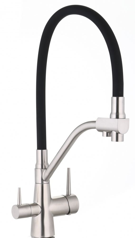 Змішувач для кухні ScandiSPA з гнучким виливом і підключенням до фільтру нержавіюча сталь