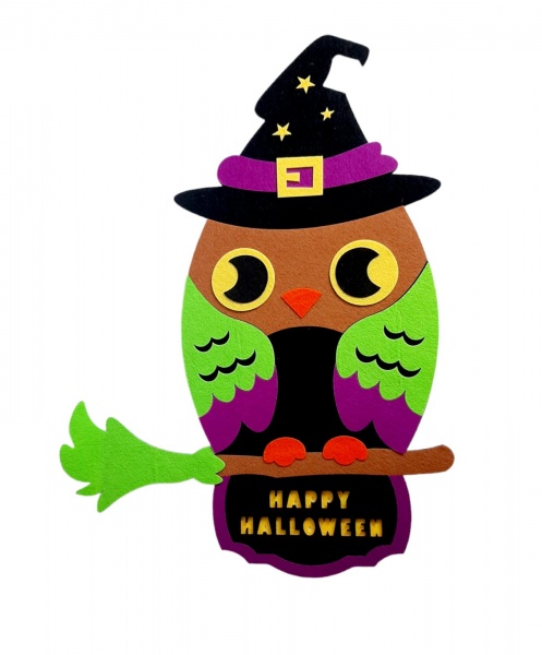 Декор з фетру 3 мм Сова на мітлі