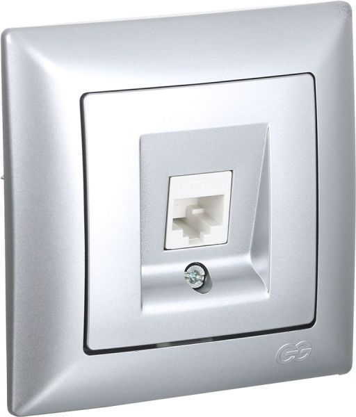 Розетка компьютерная Gunsan Visage серебристый Розетка комп VISAGE