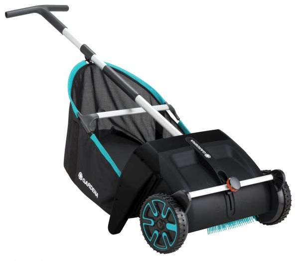 Щетка для улицы Gardena для уборки листьев с колесами и контейнером
