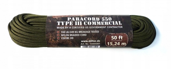 Паракорд Sturm Mil-Tec стропа парашютная, 249кг 4 мм 16 м оливковый
