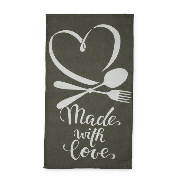 Рушник кухонний З любовю 35x61 см сірий із білим 