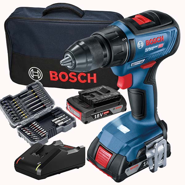 Шуруповерт аккумуляторный Bosch Professional GSR 18V-50 с набором принадлежностей 43 пр. 06019H5004