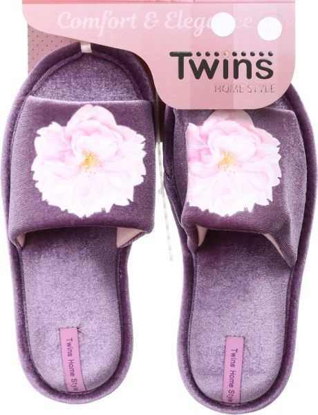 Капці домашні Twins HS-VL велюр з наліпкою р. 38/39 ліловий 