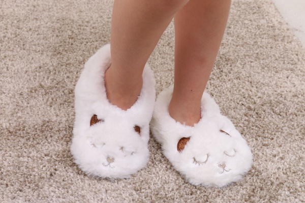 Тапочки детские для девочки Maxwin KIDS Зверюшки Котик р.32-34 молочный 