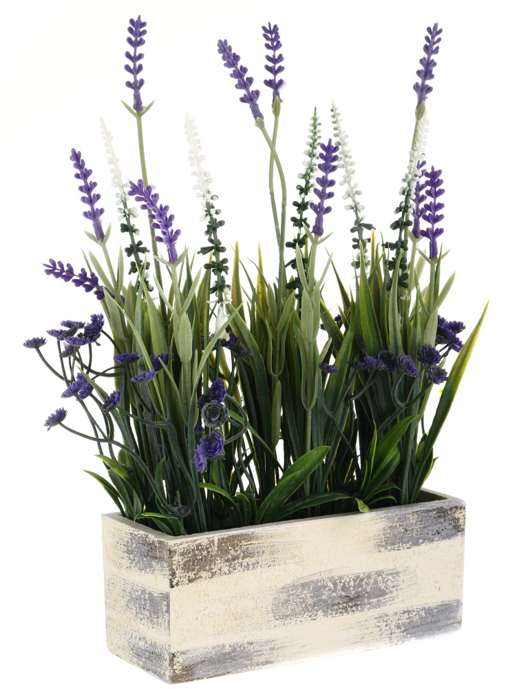 Растение искусственное Лаванда в бумажном горшке 17x30 см фиолетовая