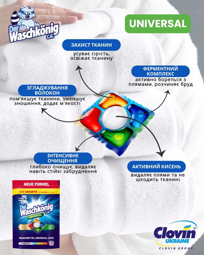 Капсулы для машинной стирки WASCHKONIG Color 10 шт.