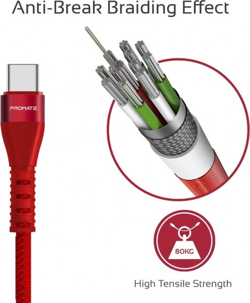 Кабель Promate USB Type-C – USB 1,2 м червоний (vigoray-c.red) 