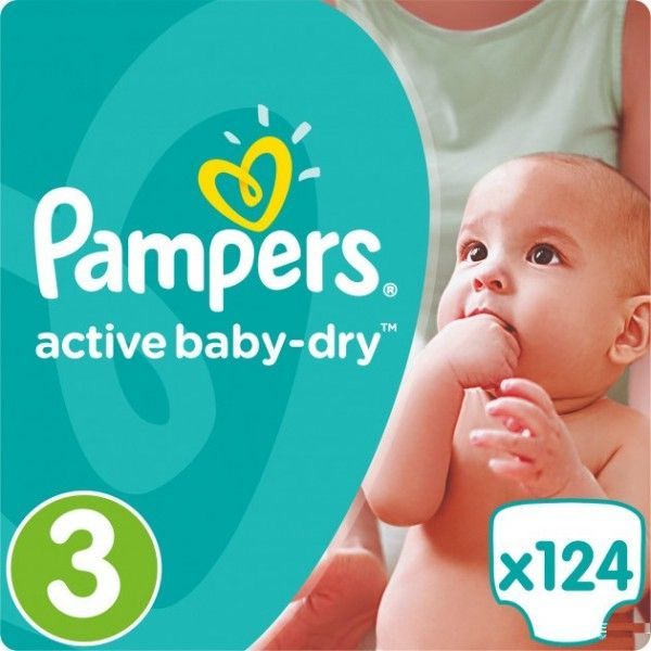 Підгузки Pampers Active Baby-Dry 3 Midi 5-9 кг 124 шт.