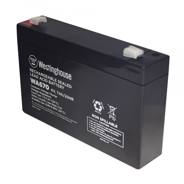 Батарея аккумуляторная для ИБП Westinghouse свинцово-кислотная 6V 7Ah terminal F2 WA670N-F2