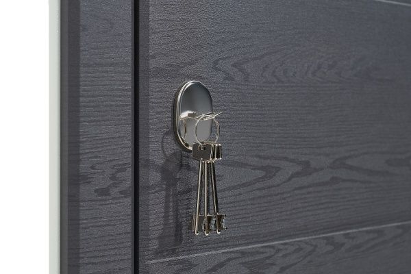 Двері вхідні Міністерство дверей КС-202+ (квартира) грифель горизонт / пломбір горизонт 2050x960мм ліві