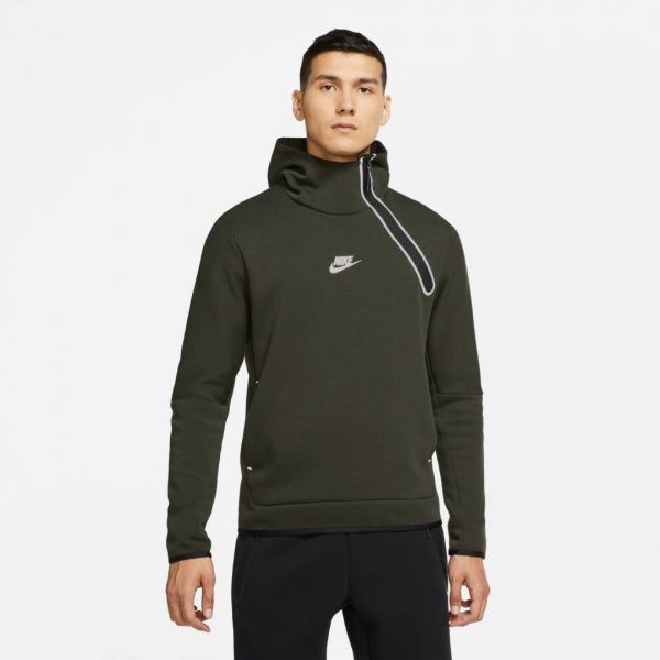 Джемпер Nike M NSW TCH FLC HOODIE PO REFLV CU4493-355 р. M темно-зелений