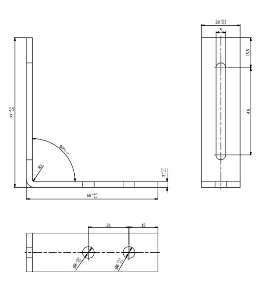 Кутник монтажний Domax L-подібний 80x65x20 мм 3 мм KR1