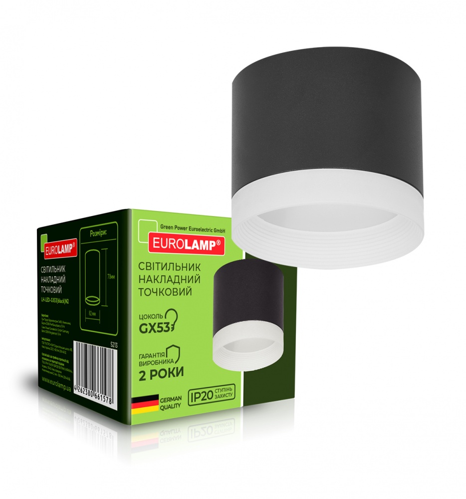 Светильник точечный Eurolamp 30 Вт GX53 черный LH-LED-GX53(black)N2