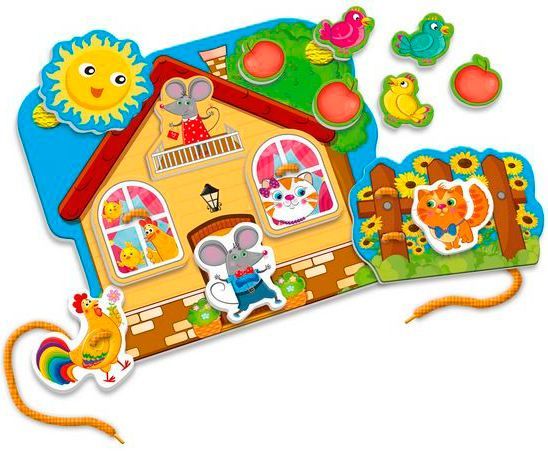 Гра-шнурівка Vladi Toys з липучками Будиночок друзів VT5303-09