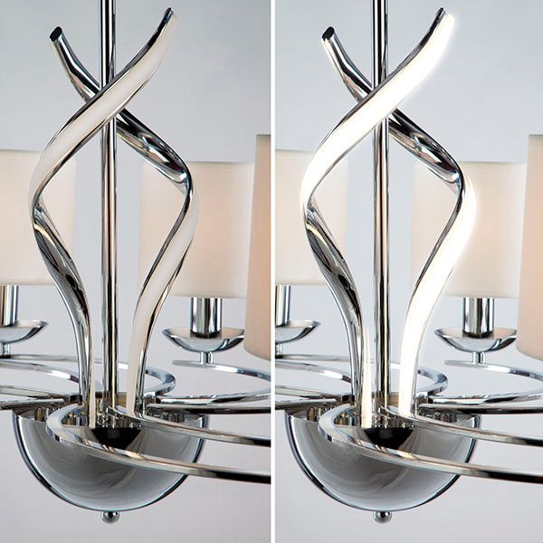 Люстра подвесная Strotskis Contessa пульт ДУ LED 16 Вт 8x40 Вт E14 хром/белая 422/8