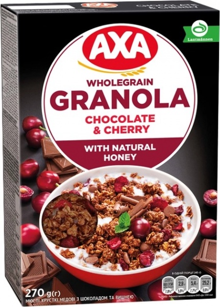 Гранола AXA медова хрусткі Chocolate&Cherry к/у 270 г 