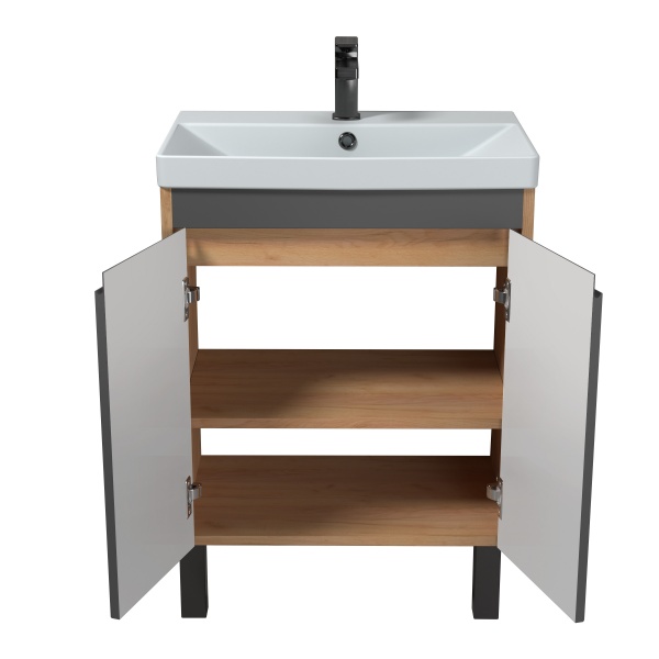 Тумба Мойдодыр Olive 60-U с умывальником Sempre 60 подвесная/напольная