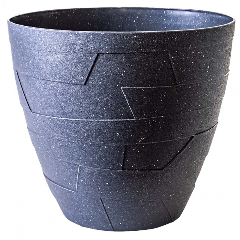 Вазон пластик Керамо d24,5х22 см круглий граніт/бетон 6 л Алеана
