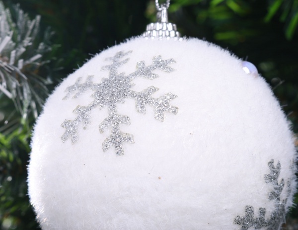 Куля новорічна пінопластиковий 80 мм біло-срібний SDA213480WS