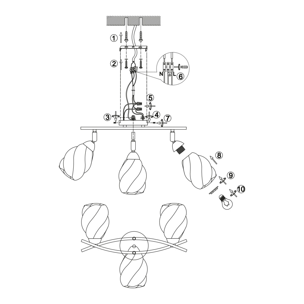 Люстра Miorro Ideale металл/стекло 3x40 Вт E27 хром 51-311-058
