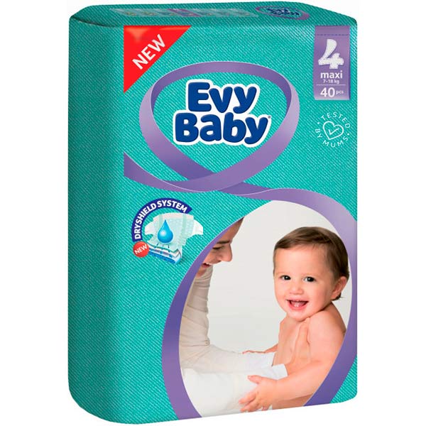 Підгузки Evy Baby економ упаковка 4 7-18 кг 40 шт.
