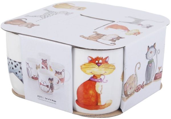 Набір чашок Pets 360 мл 4 шт колір у асортименті Fiora