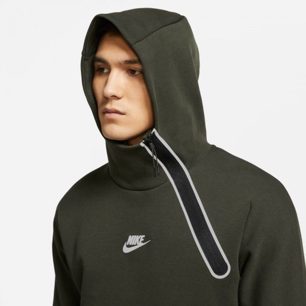 Джемпер Nike M NSW TCH FLC HOODIE PO REFLV CU4493-355 р. S темно-зелений