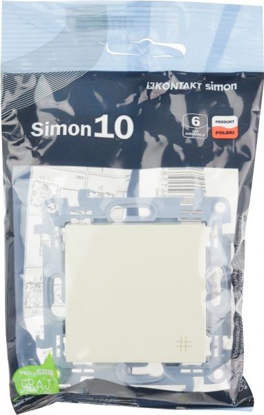 Вимикач перехресний одноклавішний Simon 10 без підсвітки 10 А 250В кремовий CW7.01/41