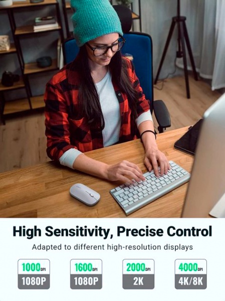 Мишка бездротова UGREEN MU001 Portable Wireless Mouse gray (90373) 