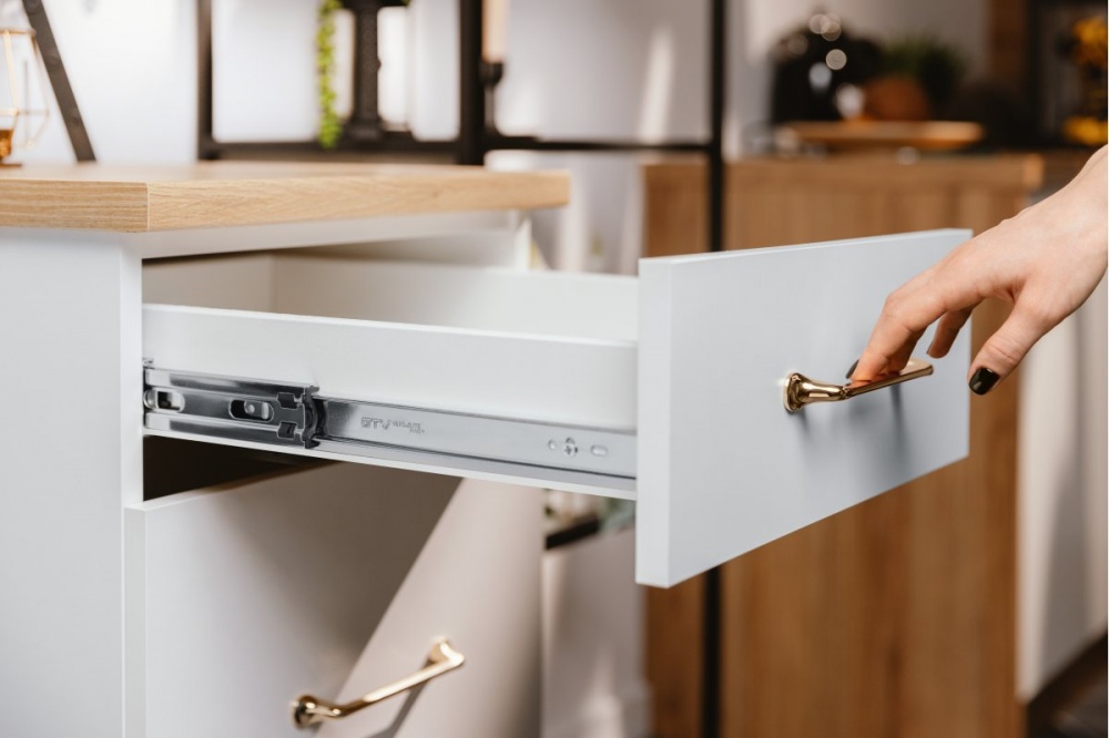 Направляющая шариковая GTV PK-L-H45-400-B полный выдвижение с доводчиком Versalite Plus+ 400x45 мм