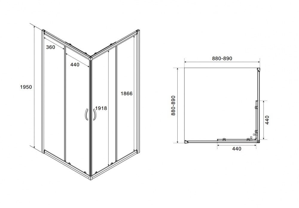 Душевая кабина Koller Pool GP90BGR GRACE PRO Black matt 900x900x1950 GREY