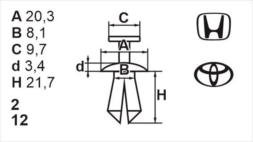 Клипса с резьбовым штырьком универсальная Romix (B22081)