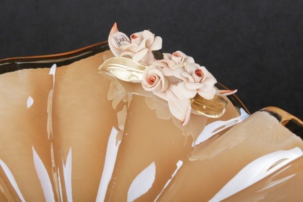 Ваза стеклянная оранжевая Giglio 37х37х23 см White cristal