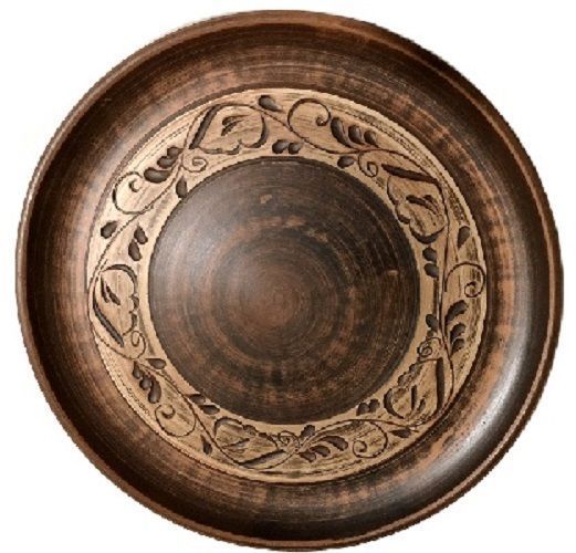 Блюдо для піци Ангоб 30 см Український гончарний посуд 