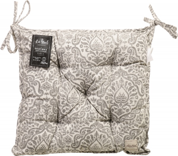 Подушка на стул PERLA Вензель серебро 40x40 см La Nuit