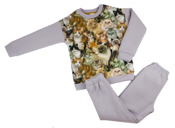 Костюм Маленькие люди Котята р.128 светло-серый 