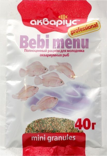 Корм Аквариус Bebi menu мини гранулы 40 г