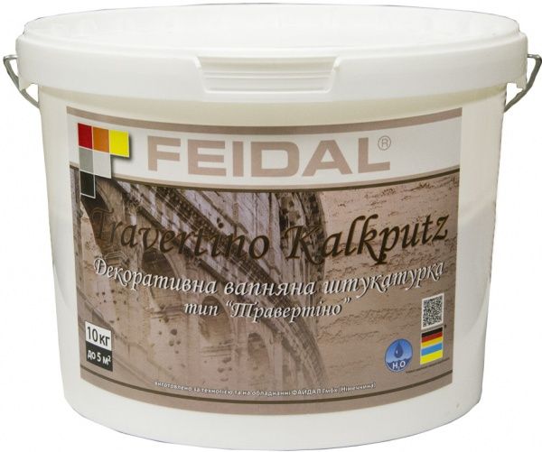 Декоративная штукатурка Feidal Travertino Kalkputz 10 кг белый