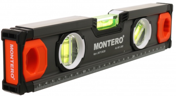 Рівень 30 см Montero з ручками магнітний AL-M1-300