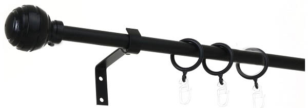 Карниз Bella Vita металевий розсувний куля одинарний укомплектований 160-300 см чорний