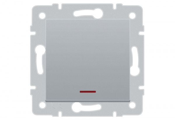 Механизм выключателя одноклавишный HausMark Stelo с подсветкой серебро 501-4388-111