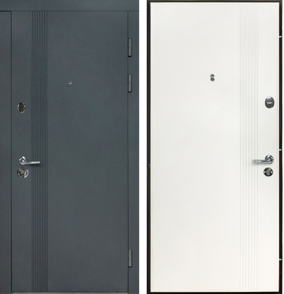 Двері вхідні Revolut Doors В-413 модель172 графіт матовий / біла шагрень 2040x840 мм праві