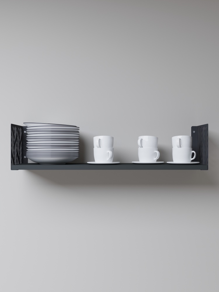 Полка навесная Metkas Home Листья 700x220x170 мм антрацит