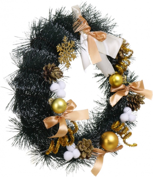 Венок рождественский с украшениями цвет в ассортименте d330 мм 