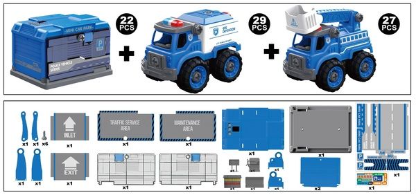 Игровой набор DIY Spatial Creativity Конструктор Полицейская машина и Кран CJ-1614195