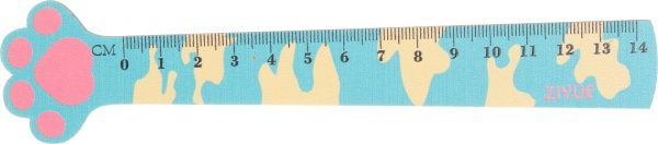 Линейка Лапки котенка телесно-голубой 14 см