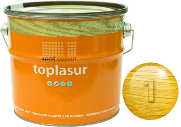 Лазурь Spot Colour Toplasur №1 калужница полуглянец 2,5 л