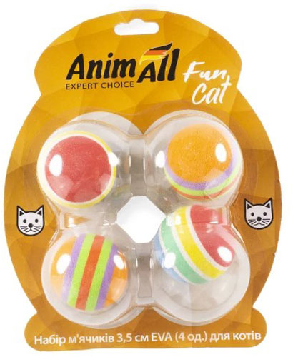 Набір іграшок AnimAll Fun Cat VP029 набір м'ячиків EVA (4 шт) для котів