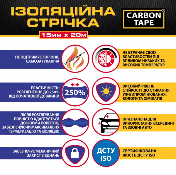 Стрічка ізоляційна CARBON TAPE 19 мм 15 м синій